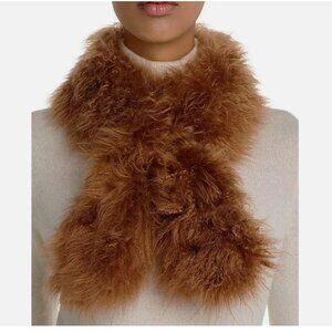 Giorgio Salvini Kashmir Goat Fur Scarf In Camel